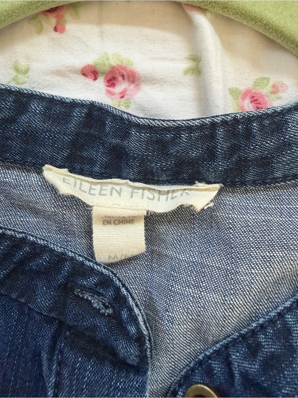 Eileen Fisher Dark Blue Denim Midi Button-Front Dress - Picture 2 of 4